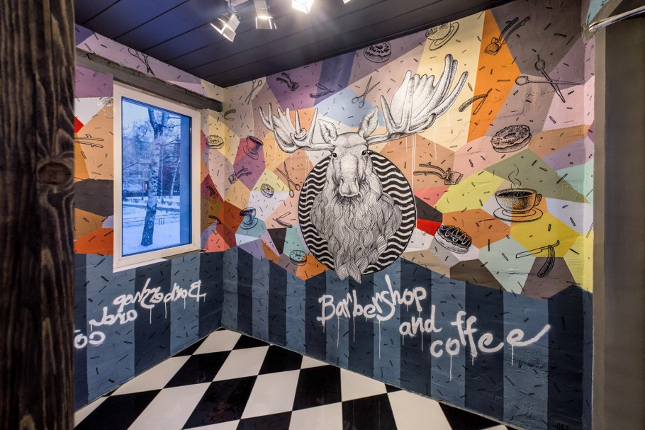 Роспись стены в кафе стиль лофт