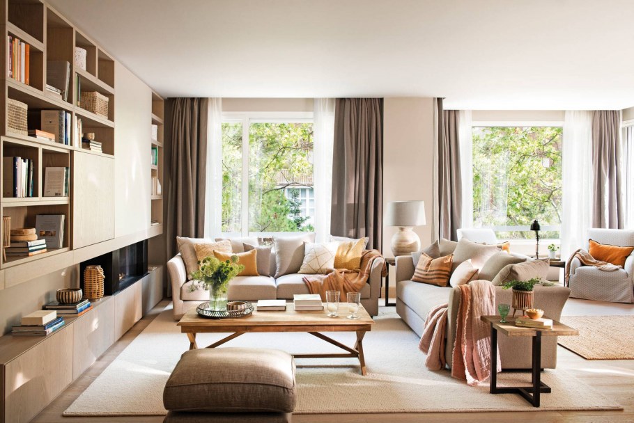 Интерьер спальни-гостиной