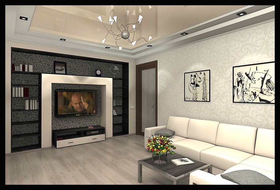 Обои в гостиную в двухкомнатную квартиру