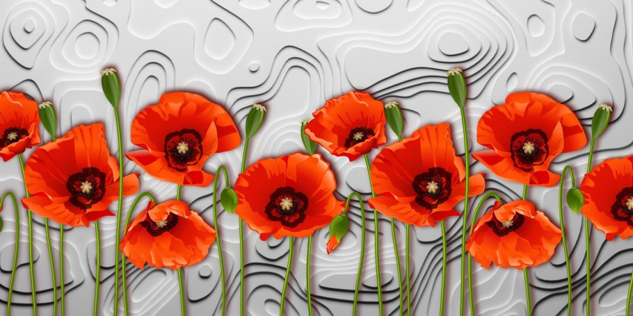 Фотообои с маками в интерьере