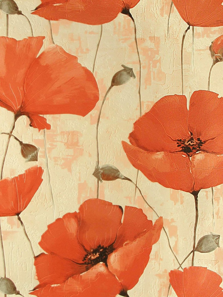 Обои виниловые маки 0.53х10 м