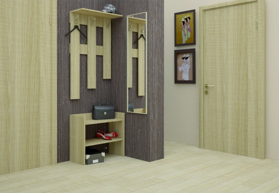 Дуб молочный и дуб сонома прихожая