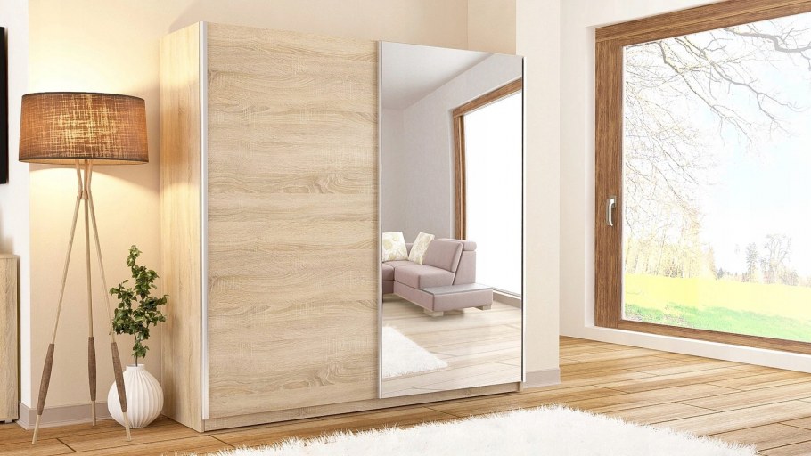 Шкаф Лео 2 зеркала дуб сонома