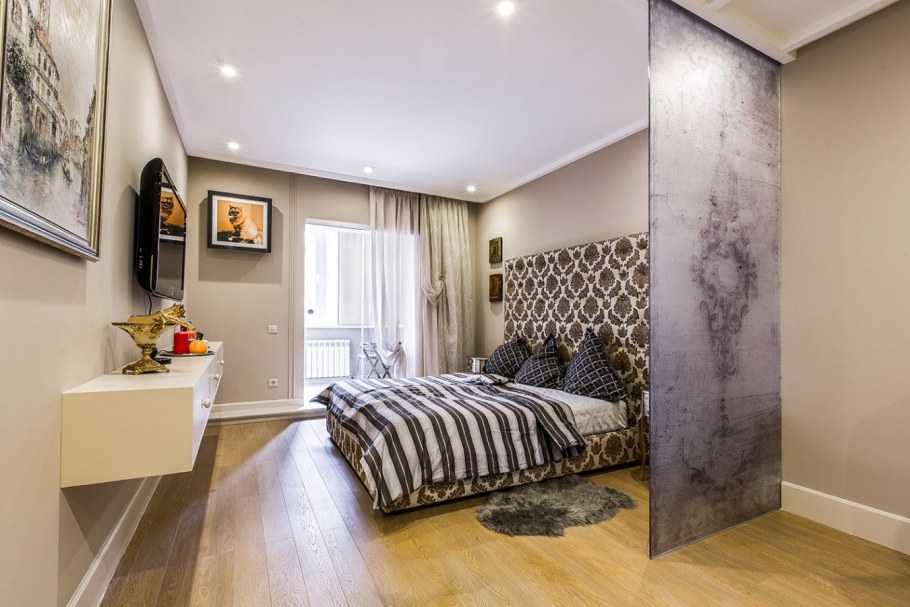 Спальня в современном стиле с перегородкой