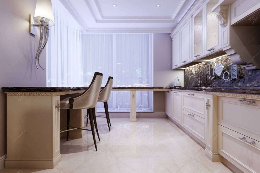 Бело коричневая кухня