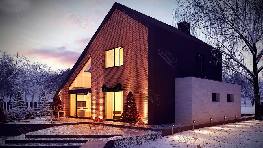 Дом с двускатной крышей