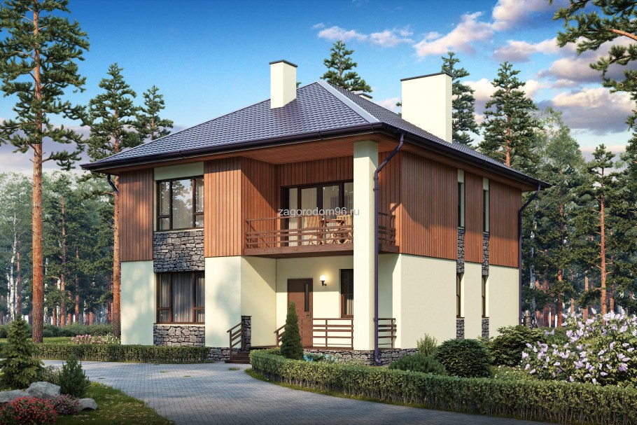 Домик с мансардой и панорамными окнами