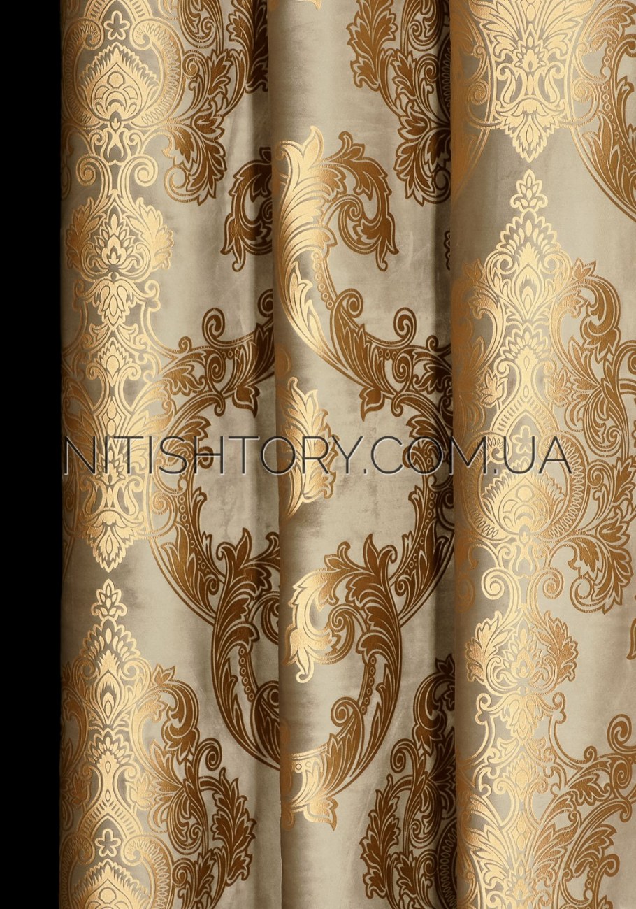 Шторы коричневые с золотом