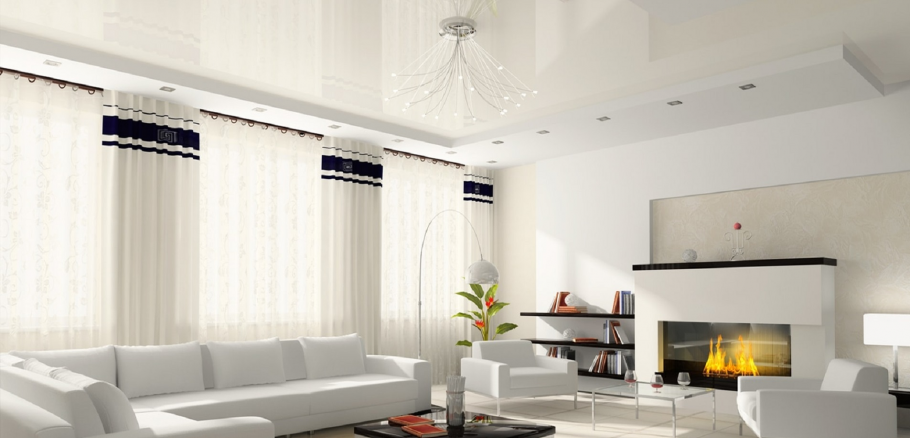 Глянцевый натяжной потолок