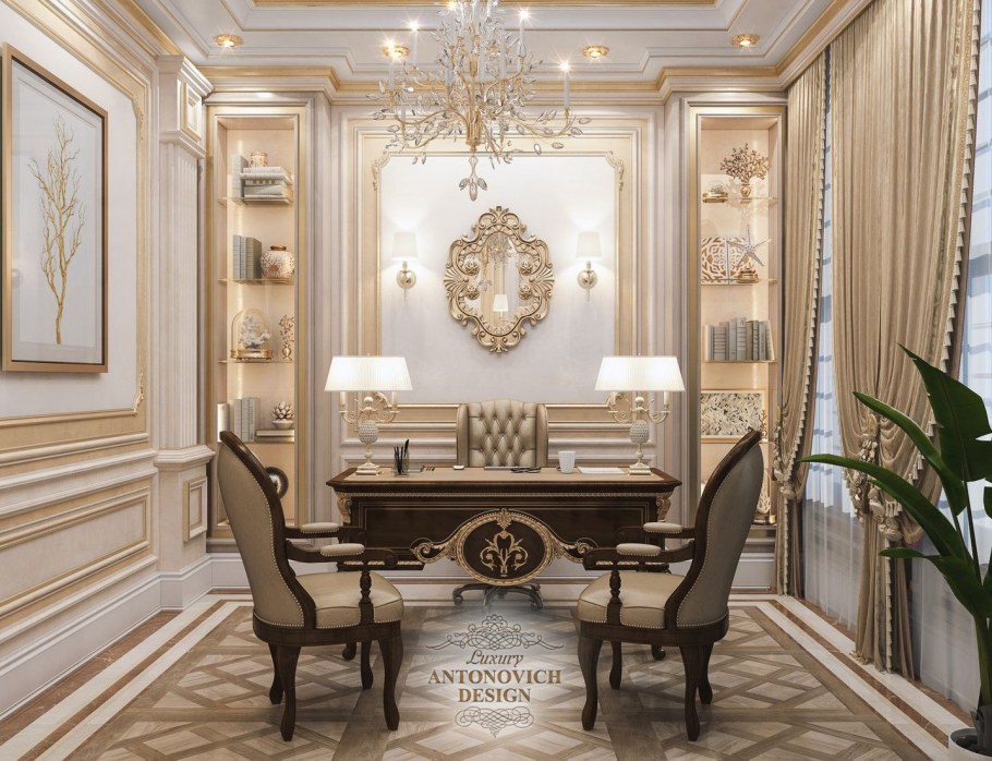 Лакшери рабочий кабинет в классическом стиле