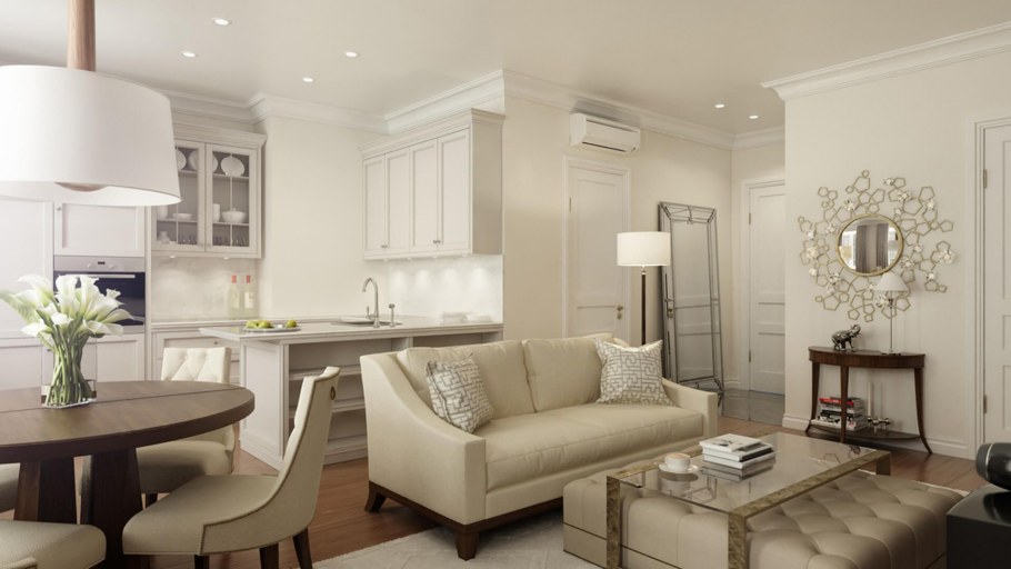 Кухня-гостиная в стиле современная классика