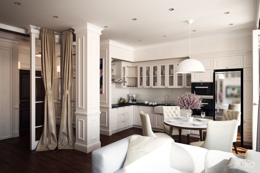 Кухня гостиная в американском стиле