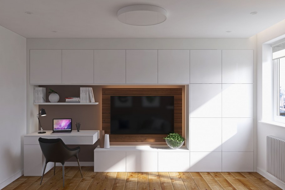 Рабочей зоной с телевизором Минимализм