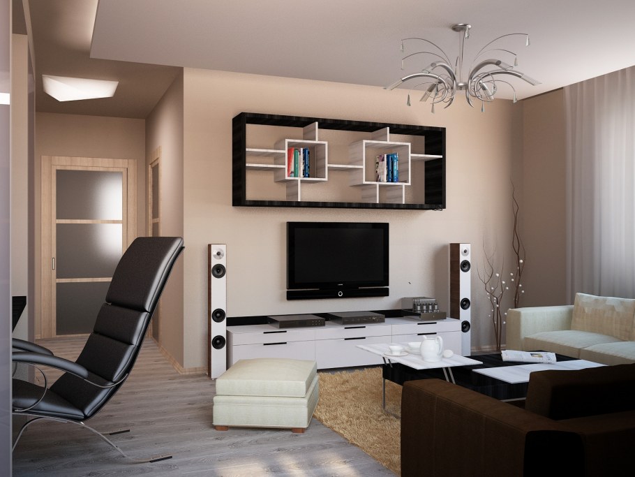 Планировка гостиной с компьютерным столом