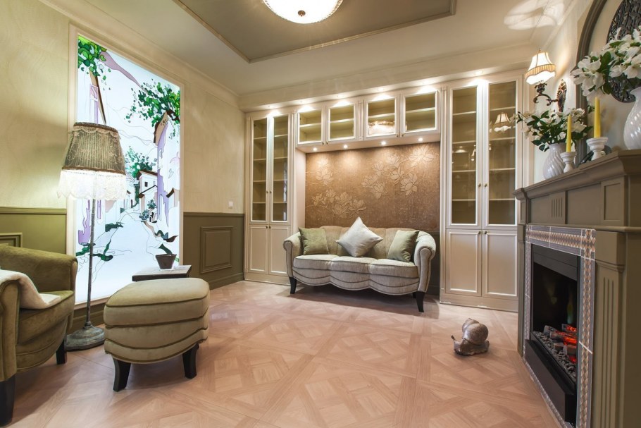 Уютная гостиная без окон