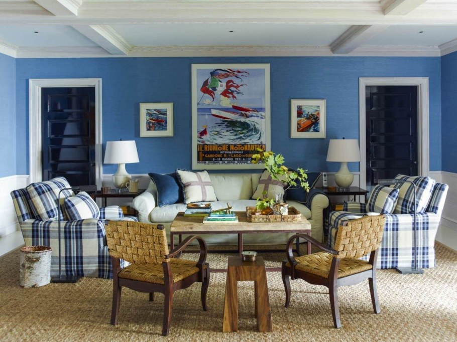 Гостиная в желто голубых тонах