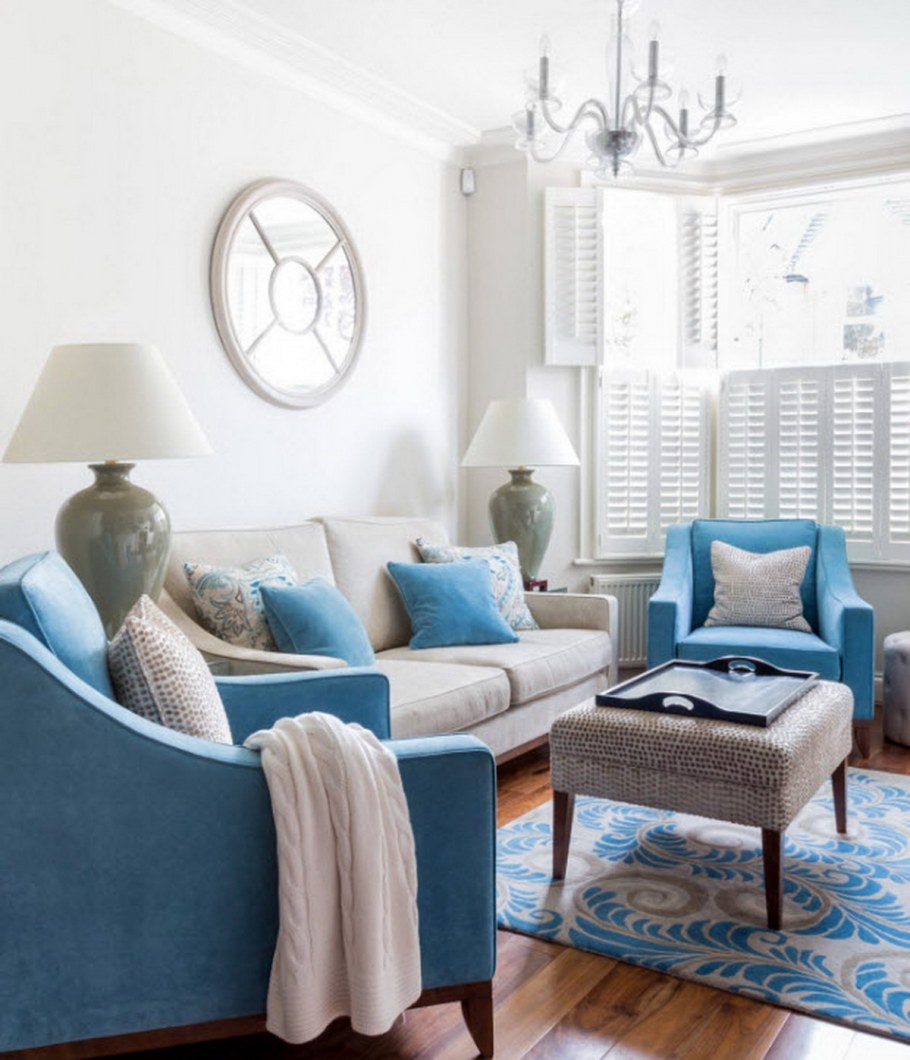 Голубой интерьер комнаты