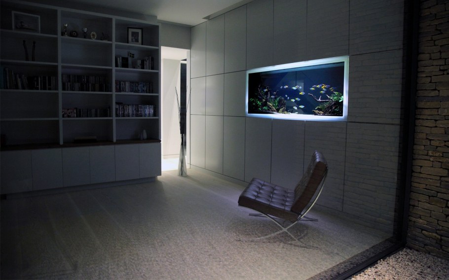 Минимализм аквариум в гостиной