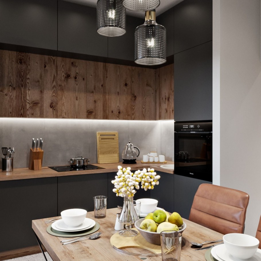 Интерьер кухни в теплых тонах