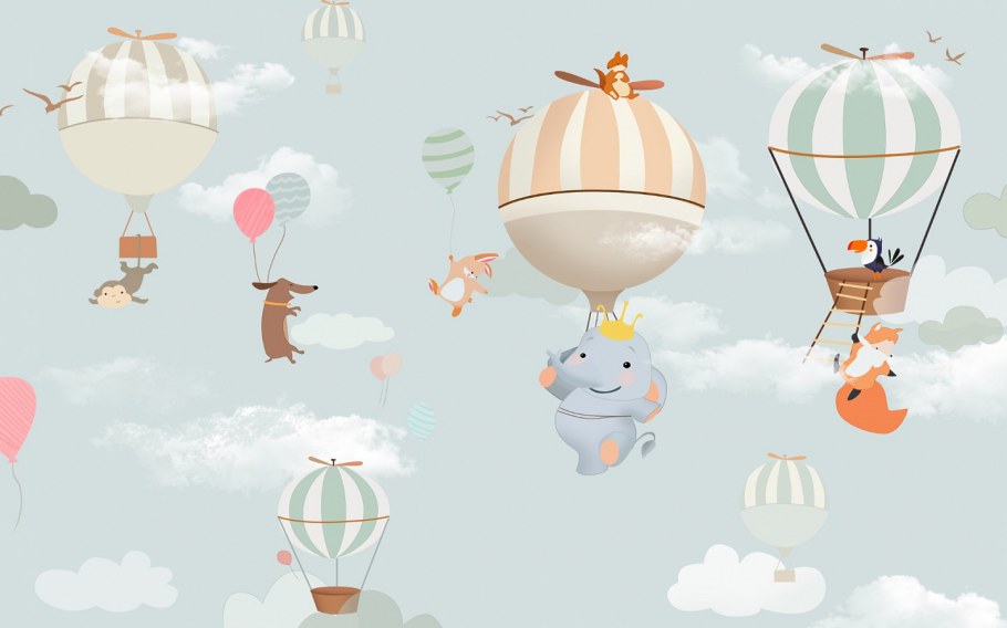 Детская фреска с воздушными шарами