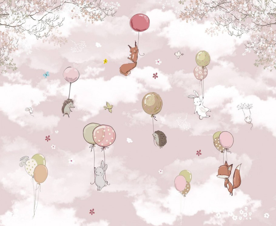 Детские фотообои с воздушными шарами