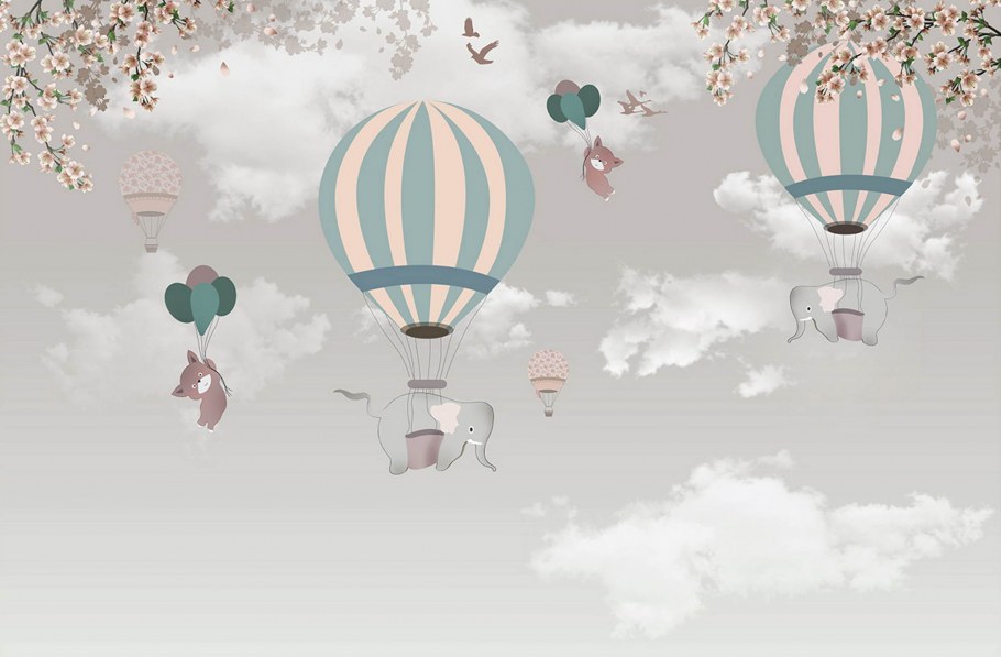 Фотообои в детскую с воздушными шарами