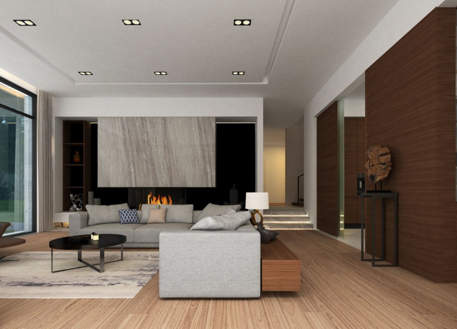 Гостиная в частном доме Минимализм