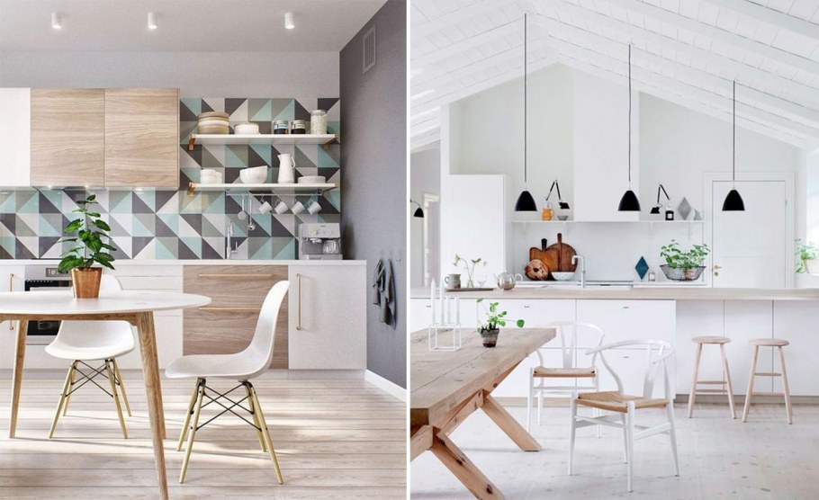 Кухня белая с деревом Сканди