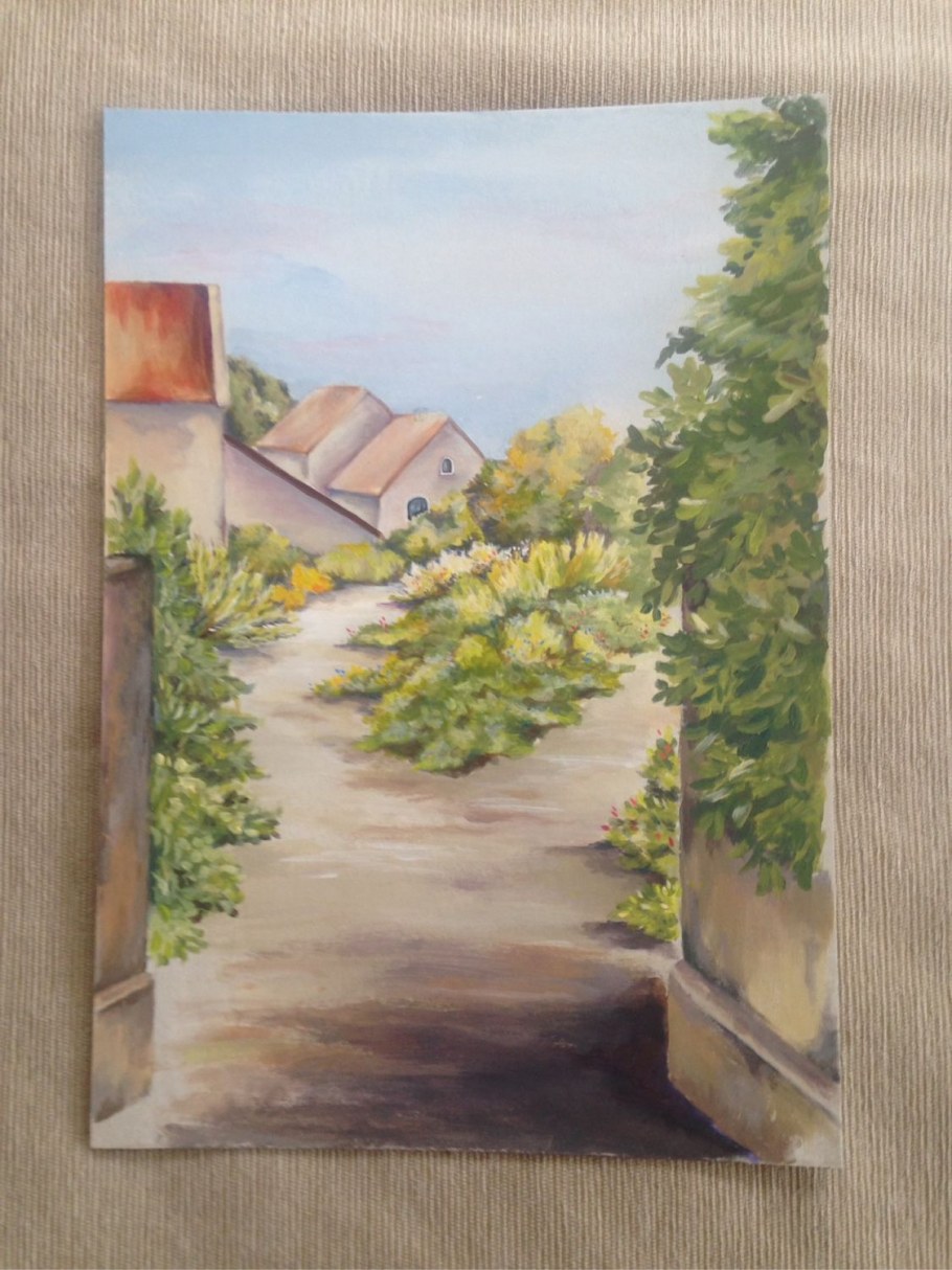 Пейзаж деревня акрил