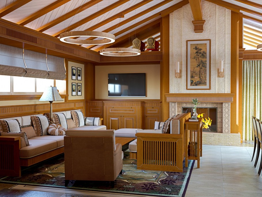 Стиль Райта в интерьере загородного дома