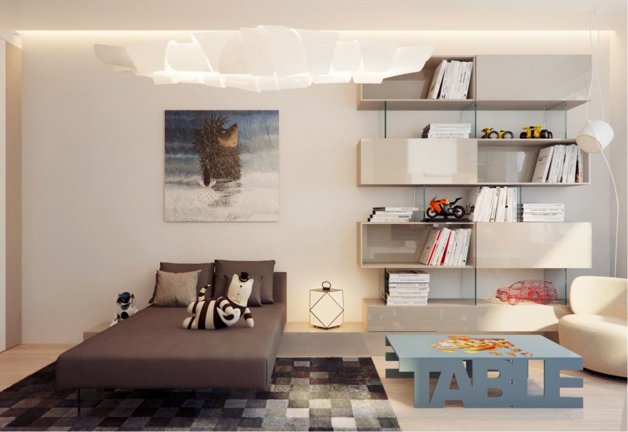 Полки в интерьере подростковой комнаты