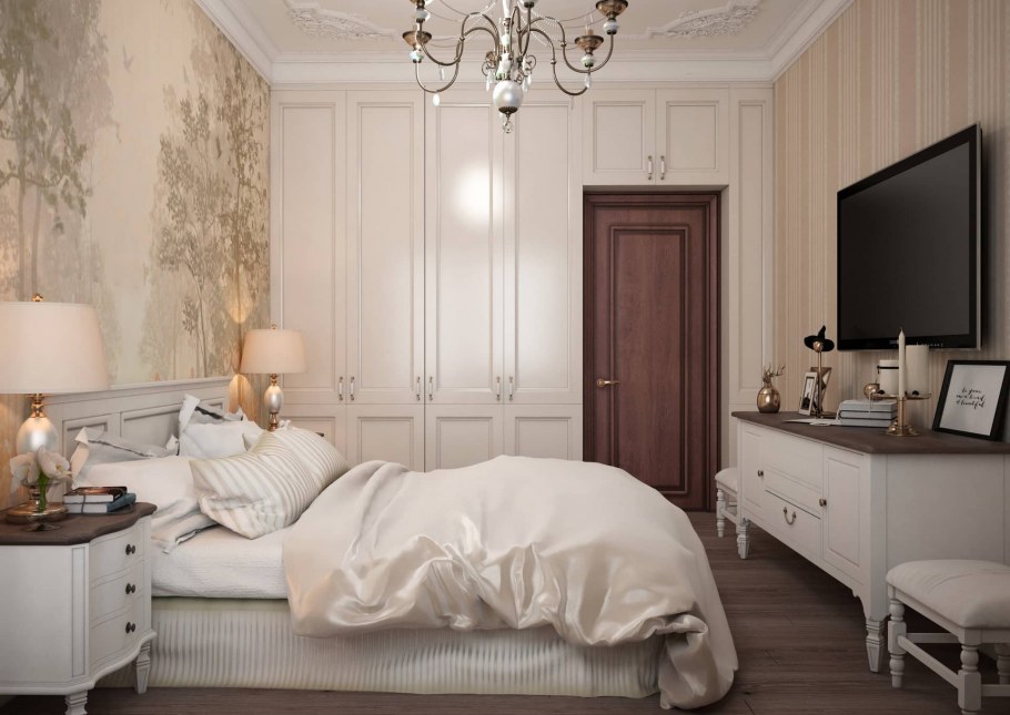 Обои Венский лес в интерьере спальни