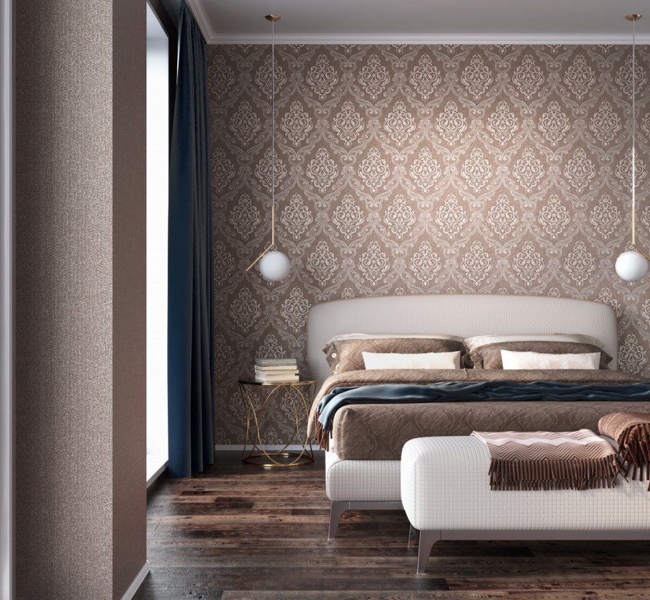 Обои цвета какао в интерьере