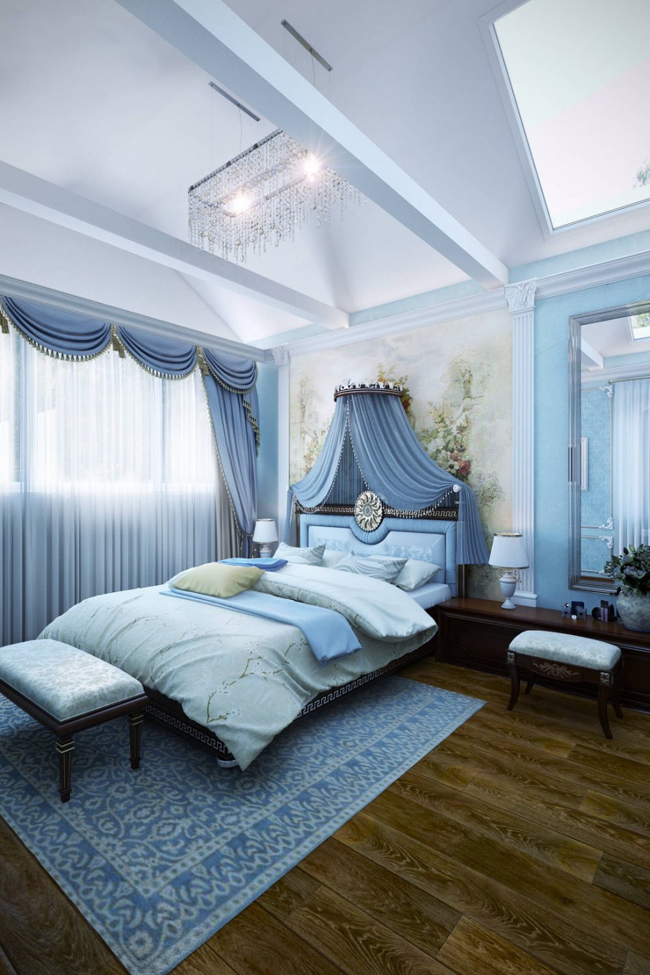 Спальня в голубых тонах