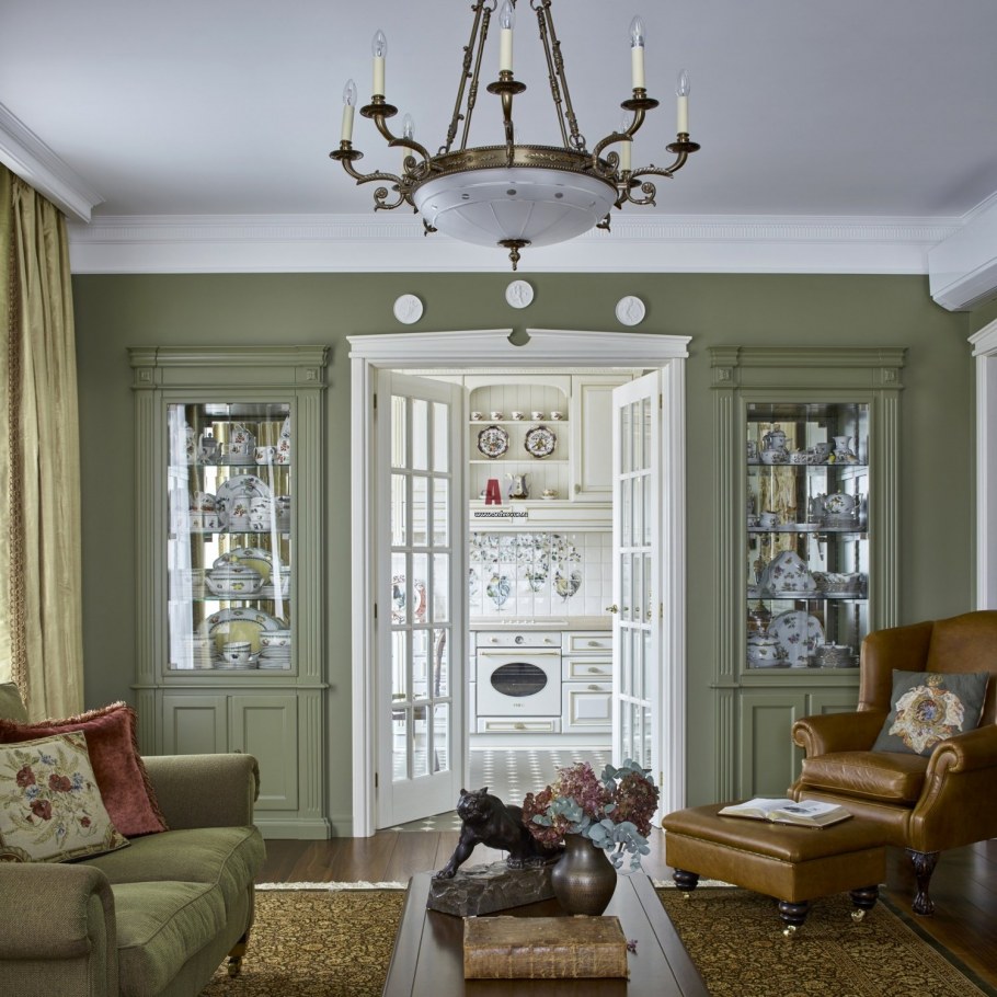 Зеленая гостиная в английском стиле