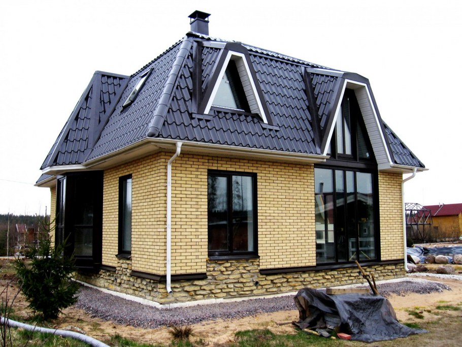 Коттедж со скатной крышей