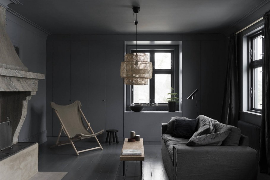 Темные стены в интерьере