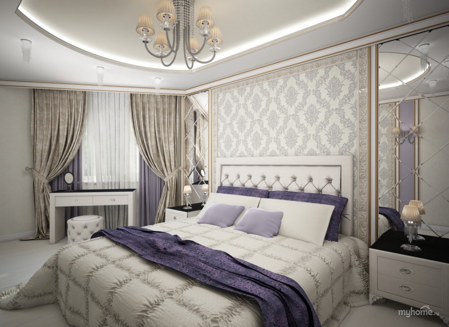 Спальня в стиле арт деко в светлых тонах