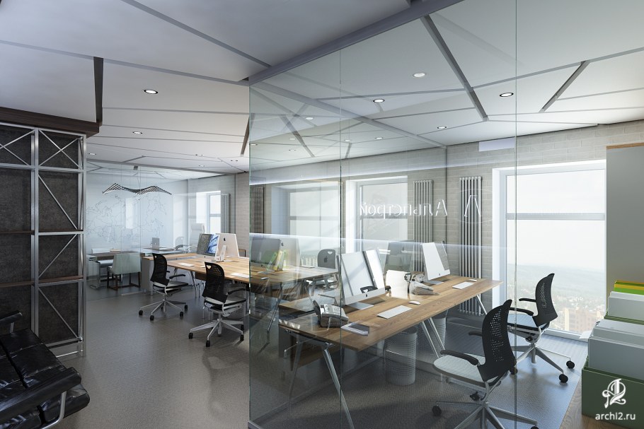 Офисный интерьер хайтек