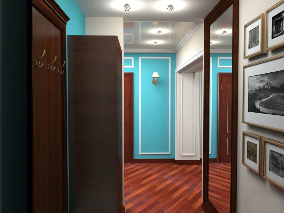 Прихожая в бирюзовом цвете