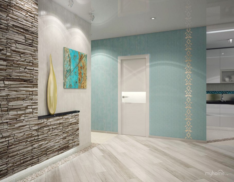 Прихожая в бело голубых тонах