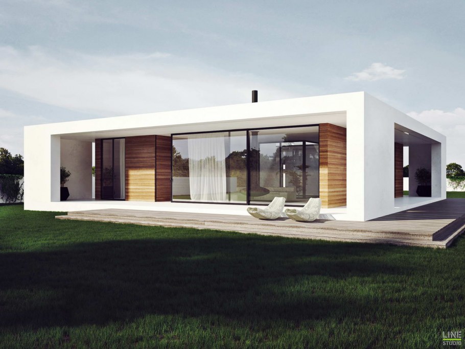 Одноэтажный дом с плоской крышей 100м2