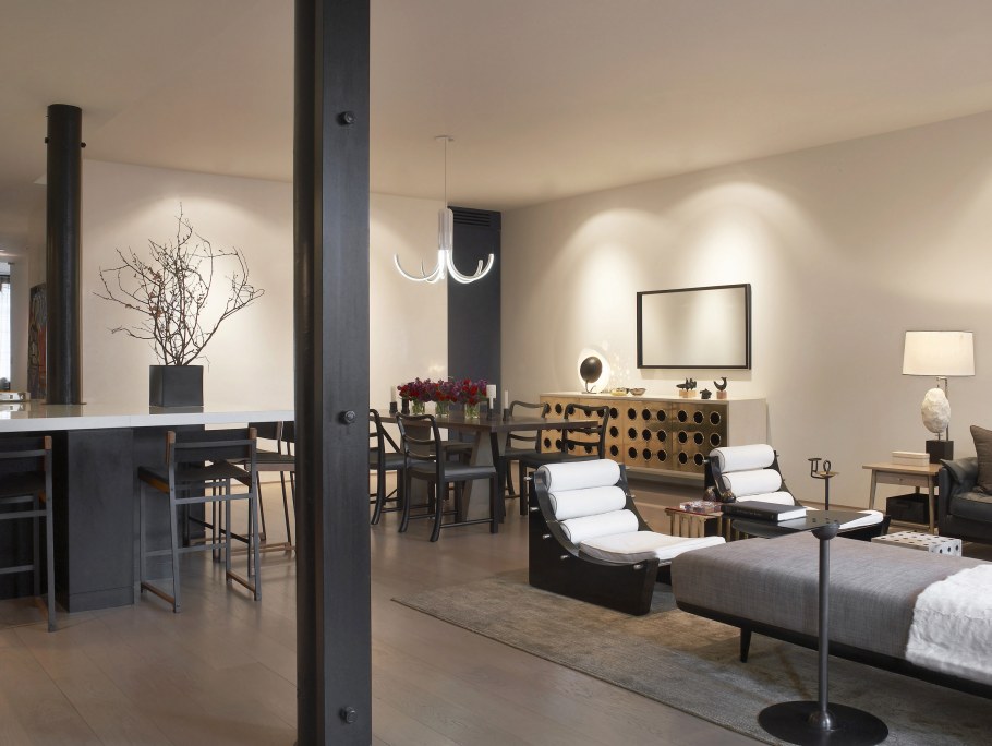 Металлические балки в интерьере