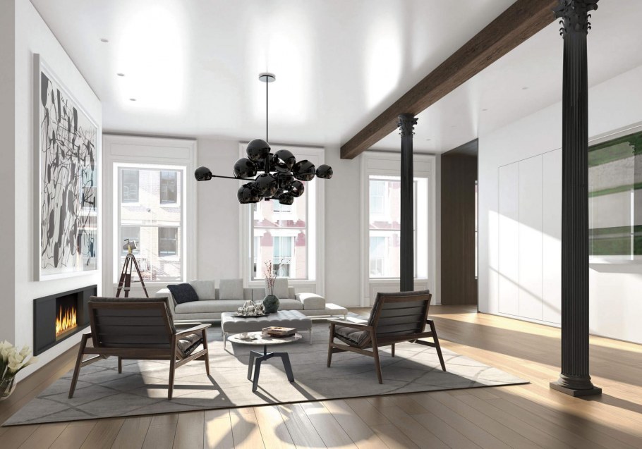 Металлические колонны в интерьере