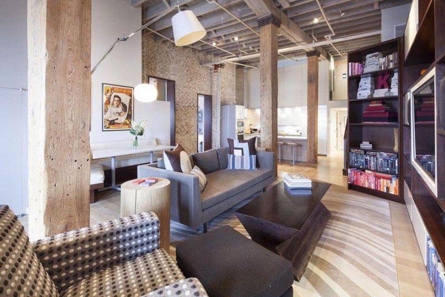 Колонны из кирпича в интерьере