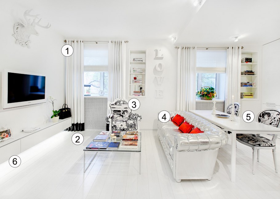 Гостиная в белом цвете