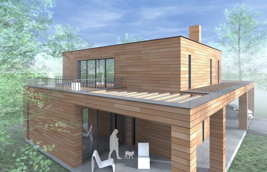 Небольшой домик с плоской крышей