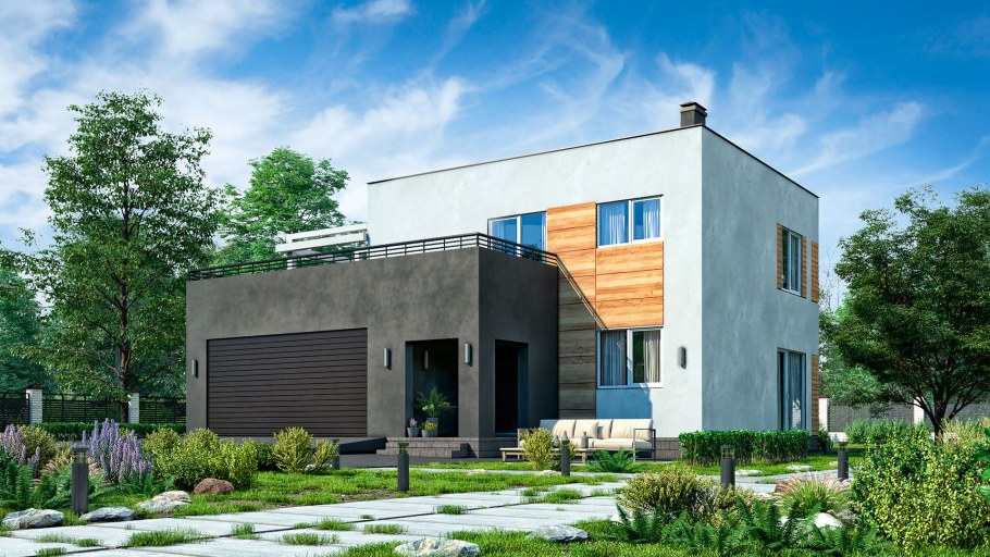 Коттедж с эксплуатируемой кровлей