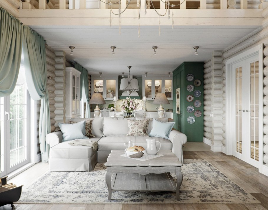 Интерьер спальни с вагонкой в стиле Прованс