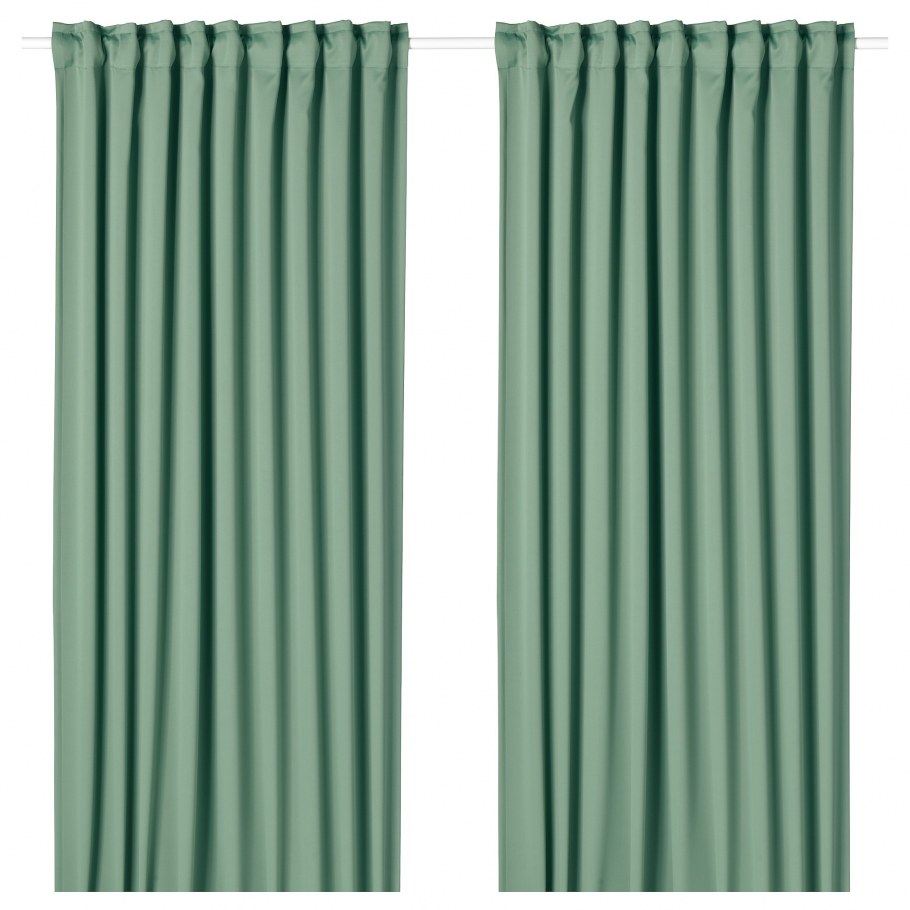 TIBAST ТИБАСТ гардины, 2 шт., зеленый145x300 см